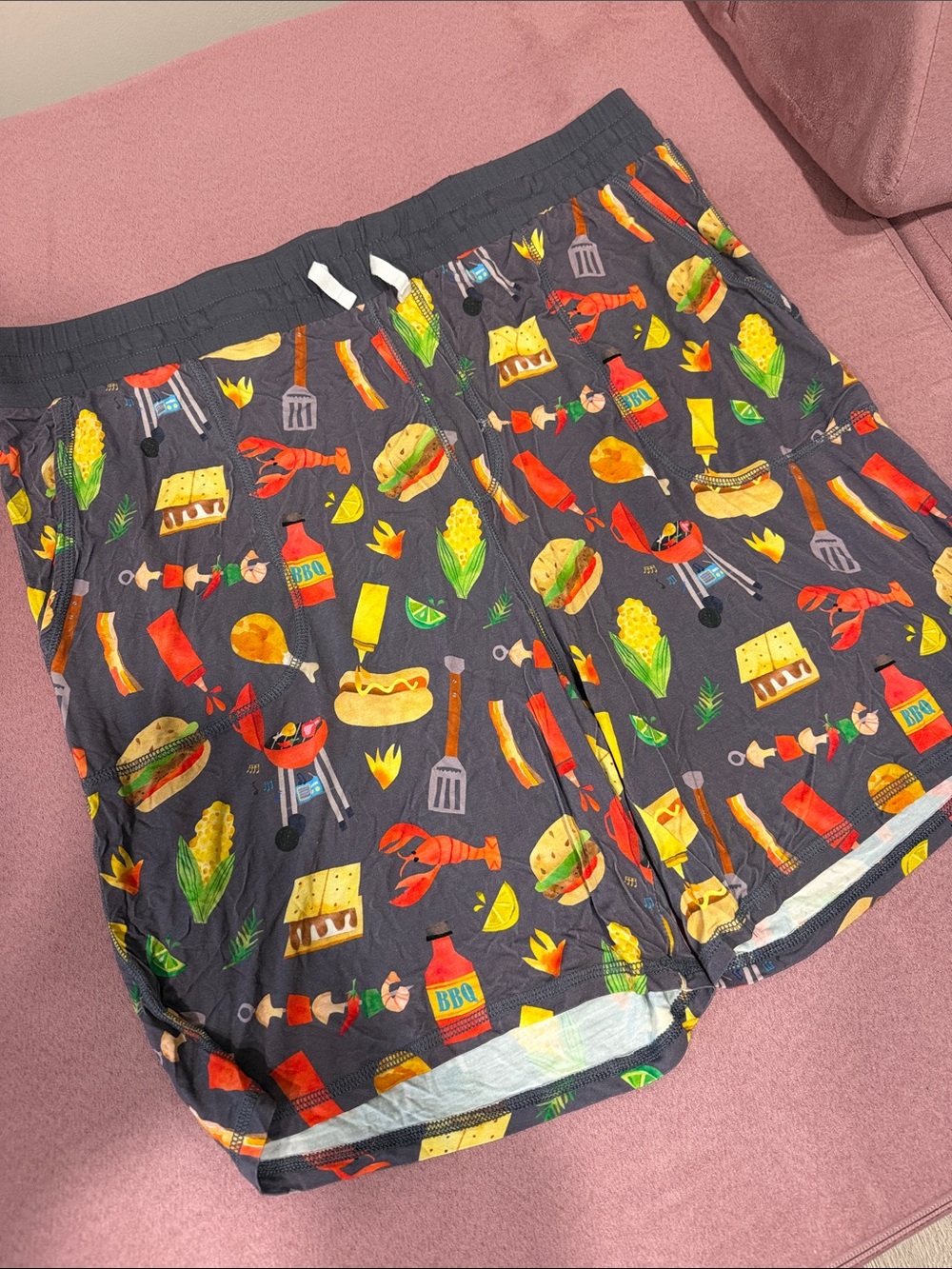 Little Sleepies Gray BBQ Print Men’s PJ Shorts